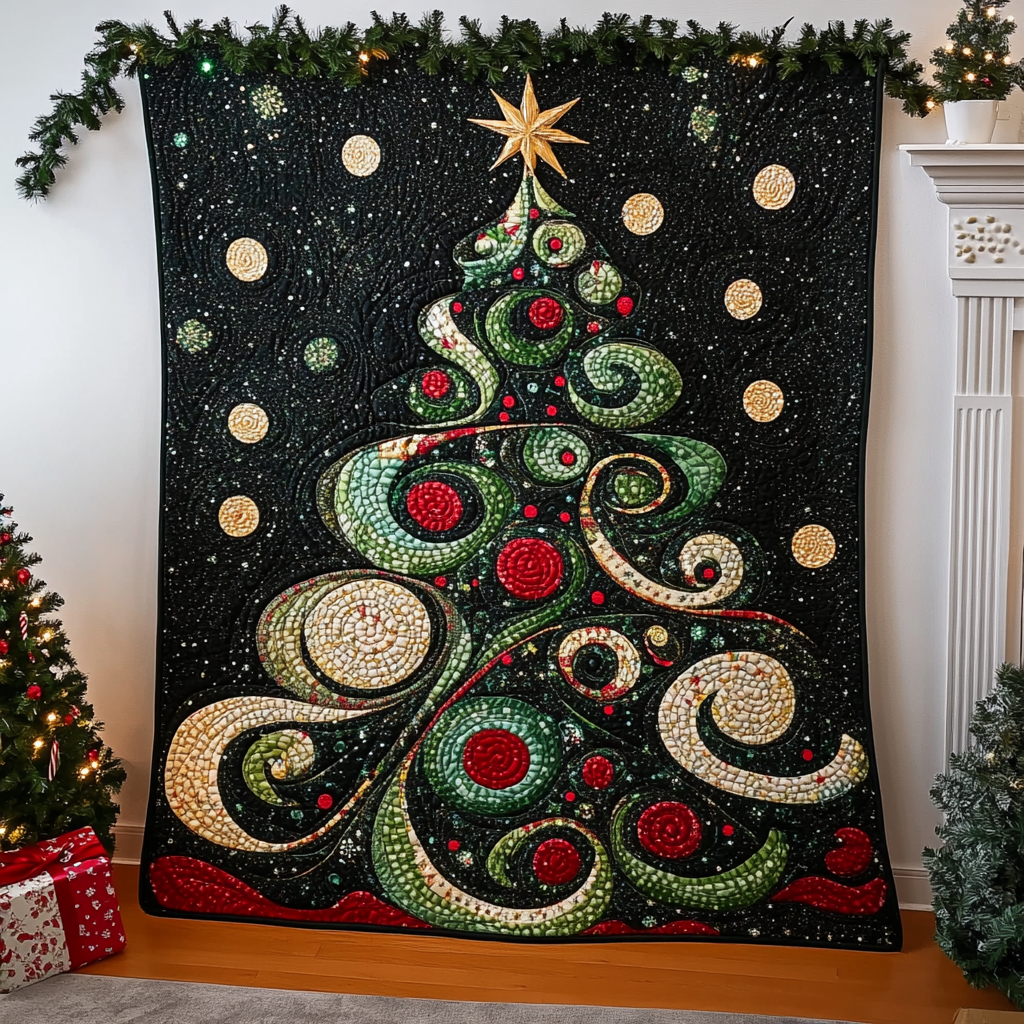 Whirlwind Christmas Tree Quilted Blanket Christmas Gifts For Husband