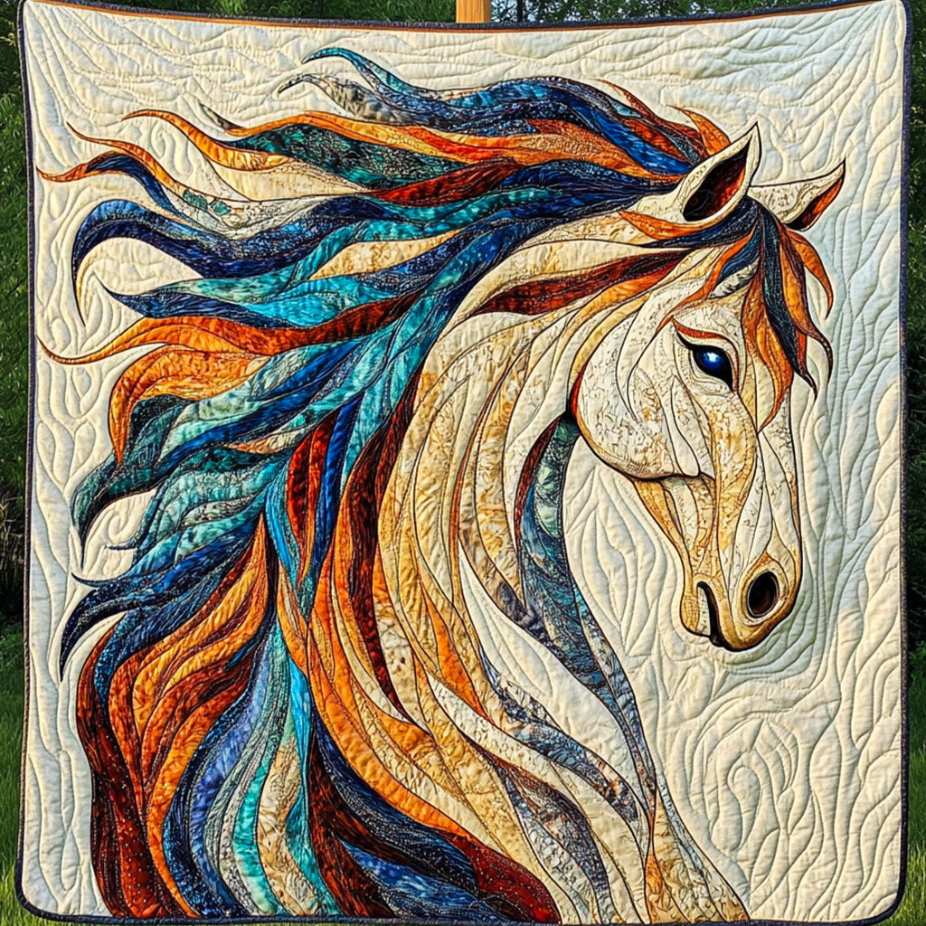 Whirlwind Mane Quilted Blanket Christmas Holiday Unique Gifts For Horse Owners
