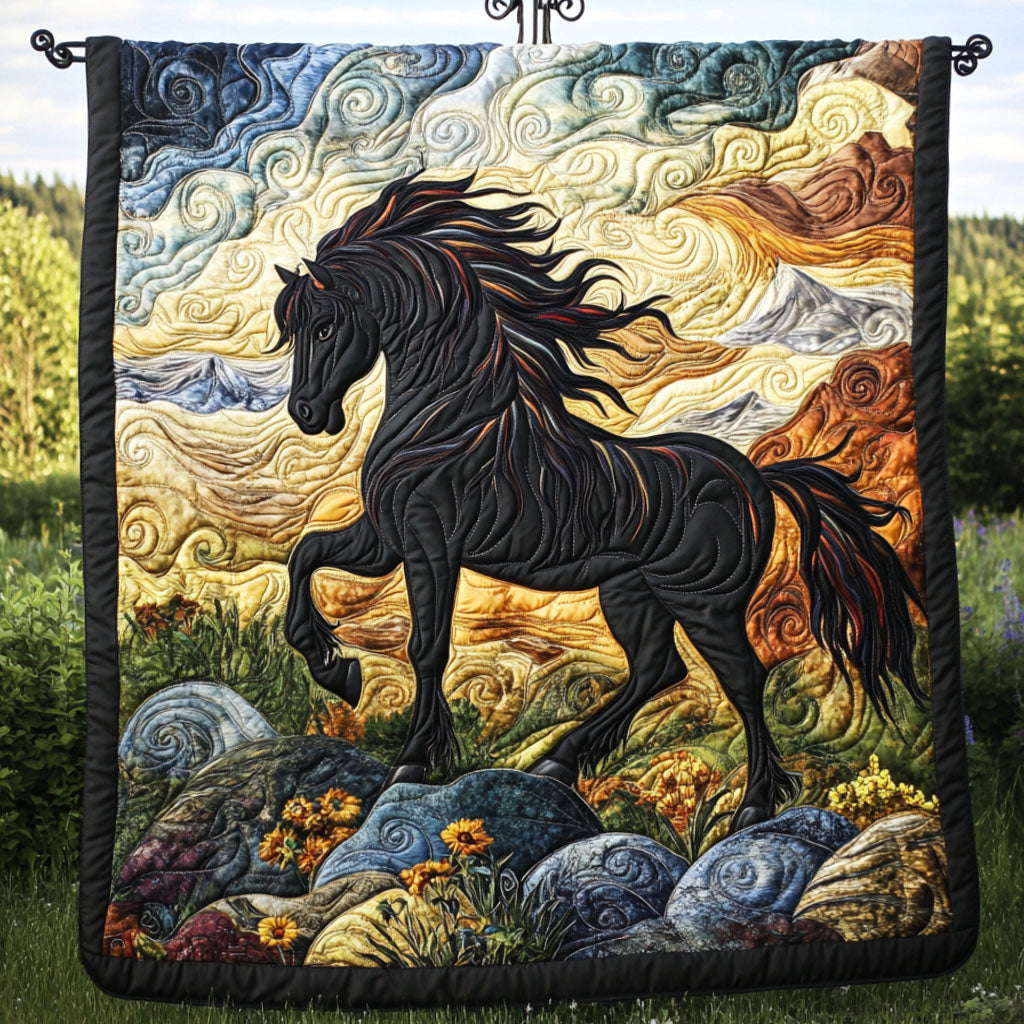 Whirlwind Mane Quilted Blanket Winter Decor Blanket Gifts For Young Horse Riders
