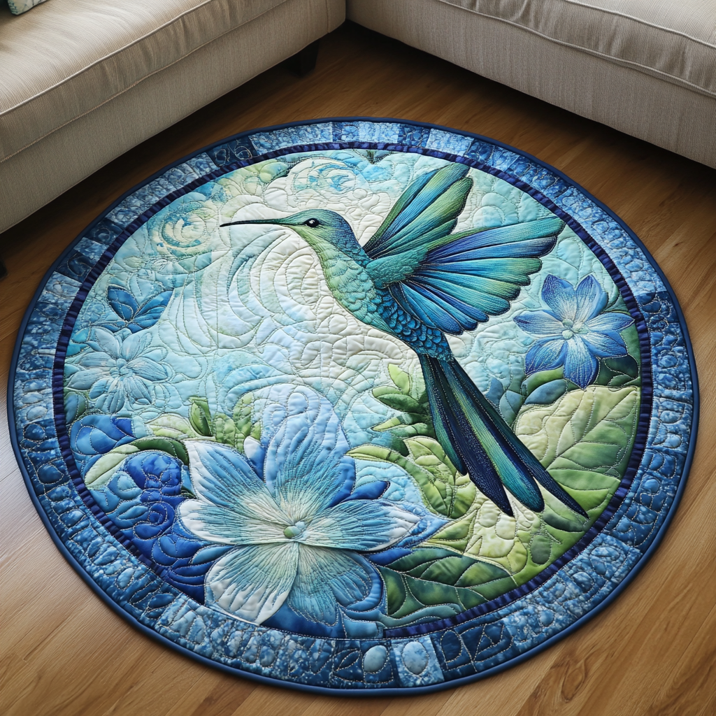 Whirlwind Wings Quilted Round Mat Christmas Decor For Entryway Hummingbird Ornament