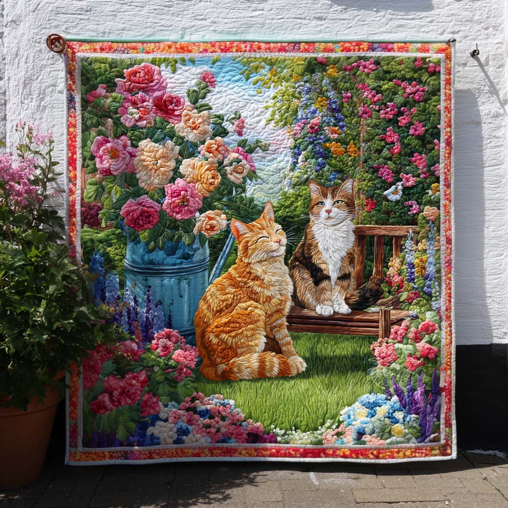 Whisker Flowers Quilted Blanket Best Couch Throw Blanket Womens Cat Gifts