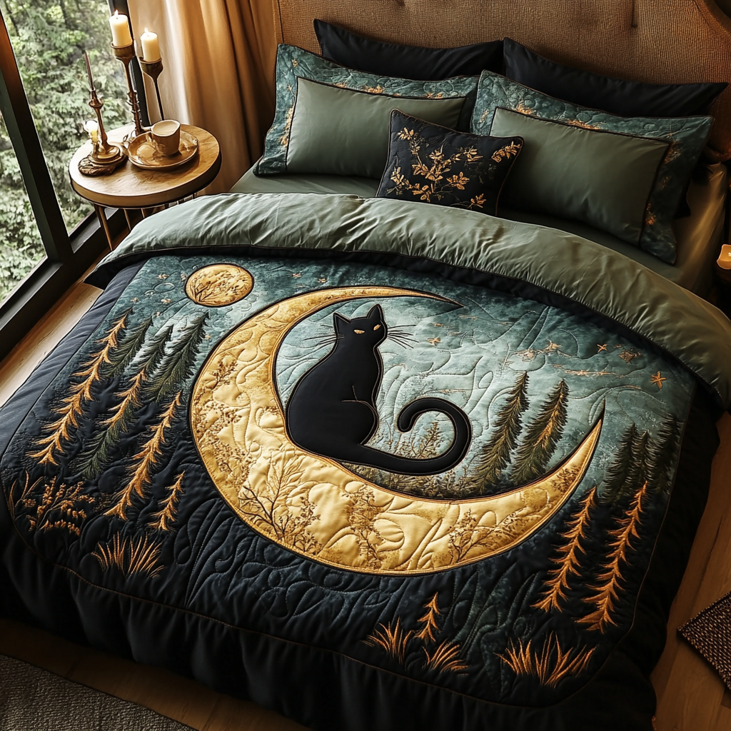 Whisker Garden Quilted Bedding Set Cute Bedroom Decor Best Cat Christmas Gifts
