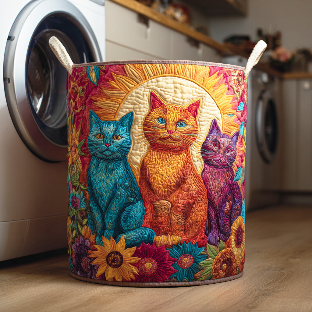 Whisker Garden Quilted Laundry Basket Lightweight Quilted Laundry Bag for Modern Homes