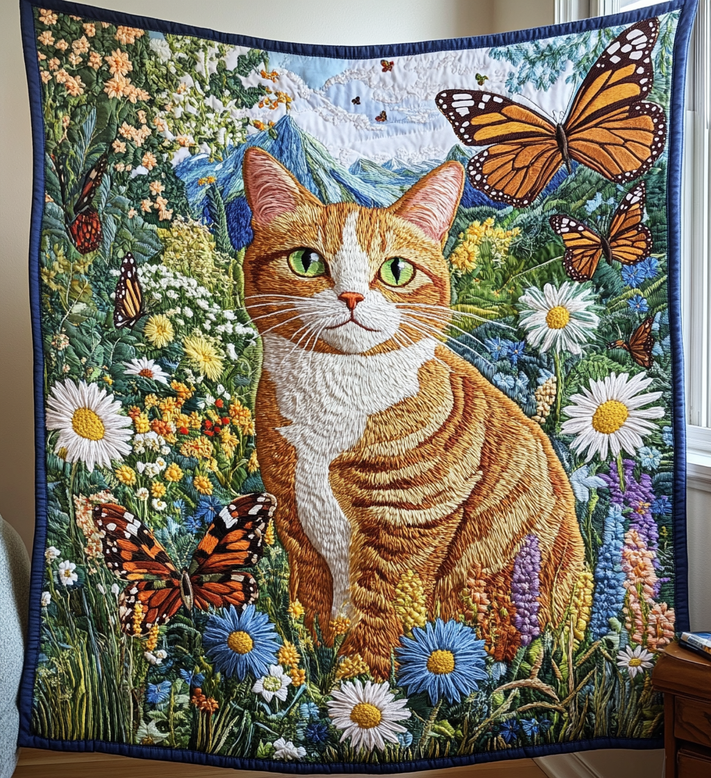 Whisker Kingdom Quilted Blanket Novelty Gifts For Cat Lovers