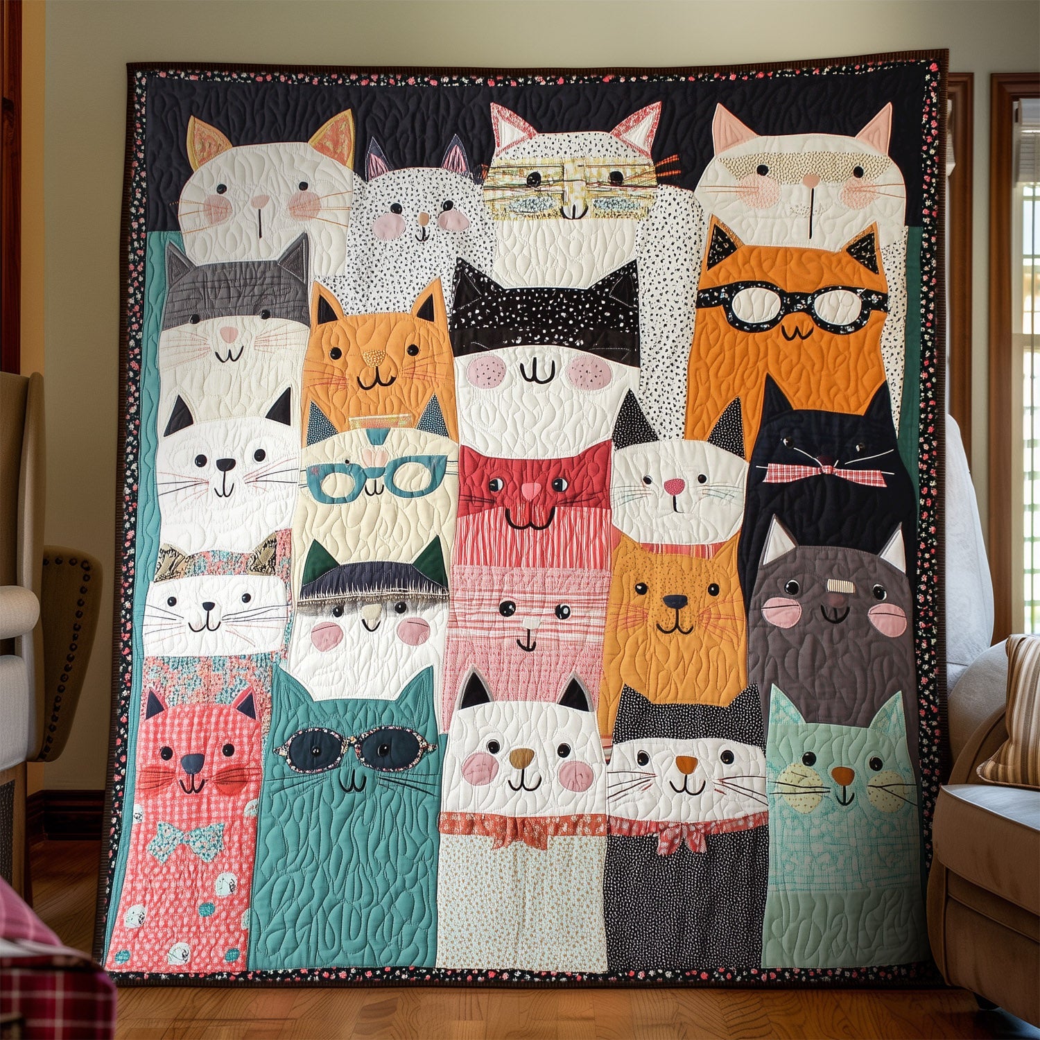 Whisker Scholars Quilted Blanket Novelty Gifts For Cat Lovers