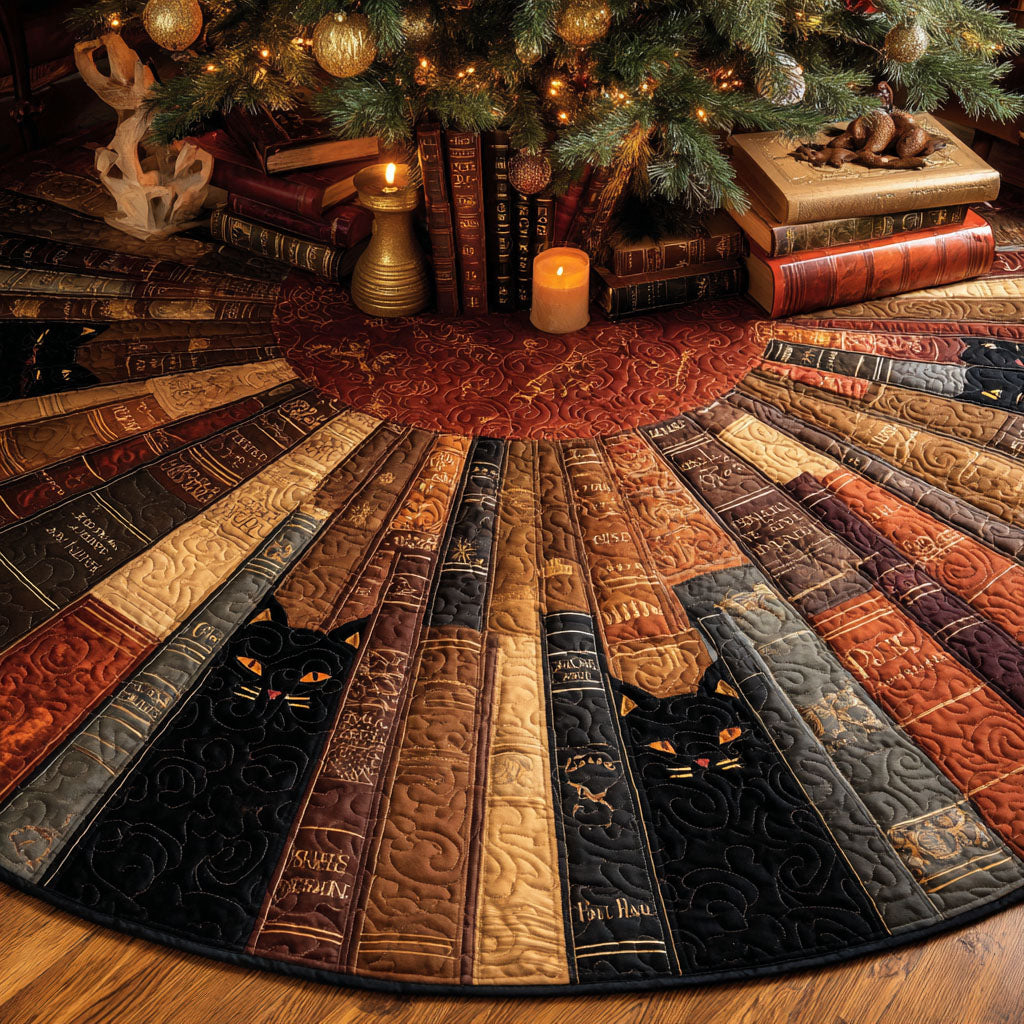 Whisker Shadows Christmas Quilted Tree Skirt Xmas Decorations Black Cat Gift Ideas