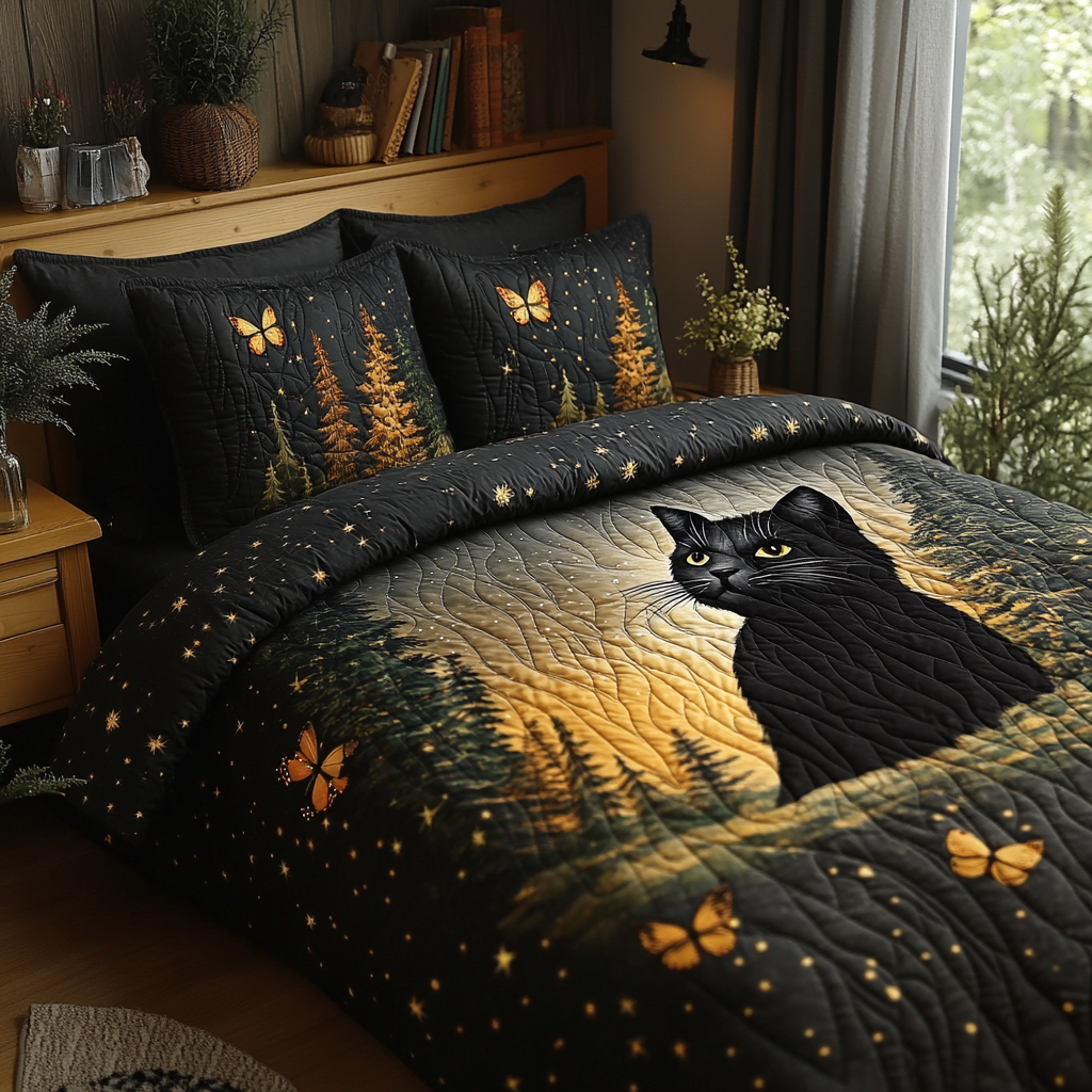 Whisker Watch Quilted Bedding Set Best Bedspread Set Cat Mom Christmas Gifts