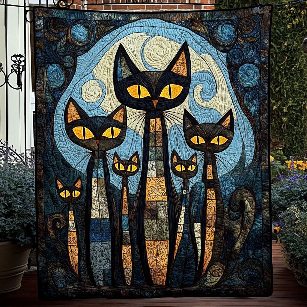 Whisker Whimsy Quilted Blanket Cat Christmas Gifts