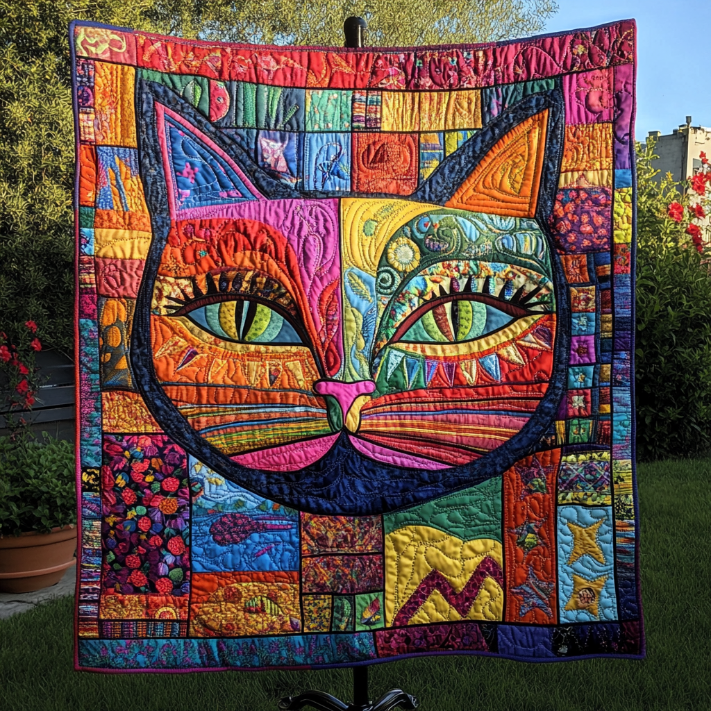 Whisker Whimsy Quilted Blanket Gifts For Cat Owners