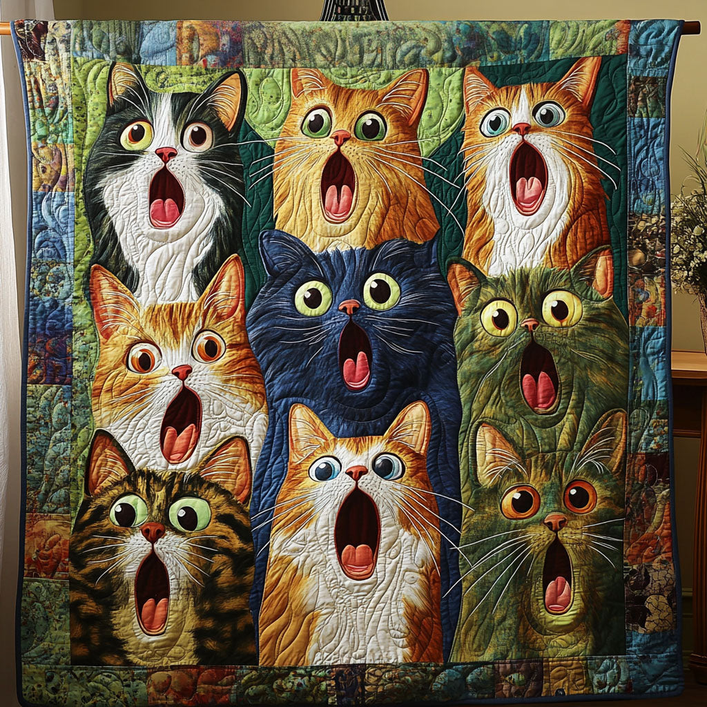 Whisker Whimsy Quilted Blanket Unique Gifts For Cat Lovers