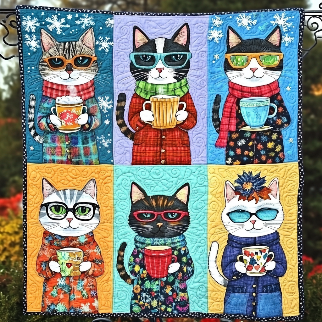 Whisker Wonderland Quilted Blanket Novelty Gifts For Cat Lovers