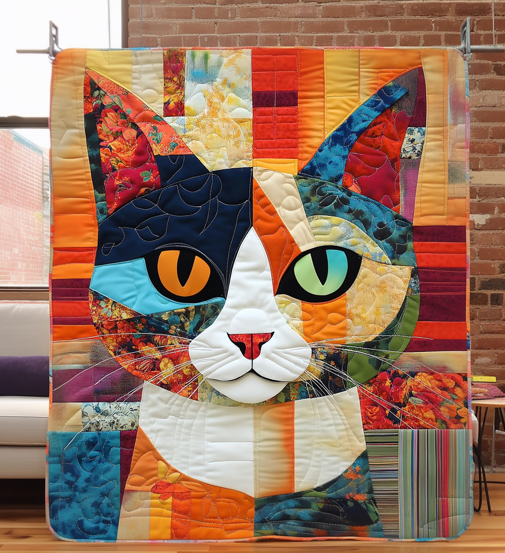 Whiskered Wonder Quilted Blanket Novelty Gifts For Cat Lovers