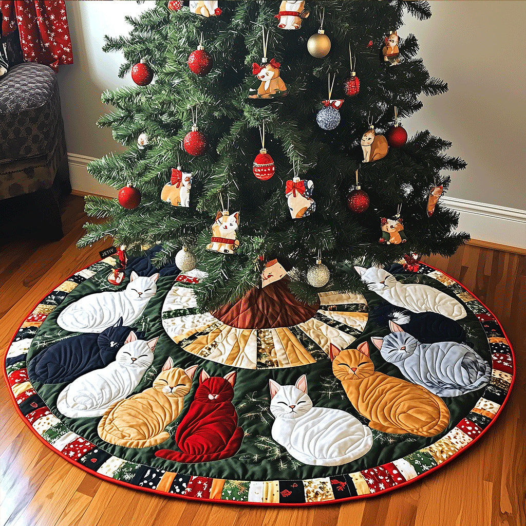 Whiskered Wonders Quilted Christmas Tree Skirt Christmas Tree Surround Xmas Gifts For Mother In Law
