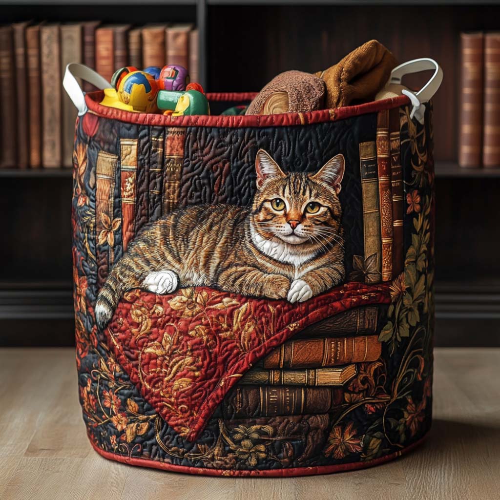 Whiskered Wonders Quilted Laundry Basket Useful Quilted Laundry Basket Gift for Housewarming