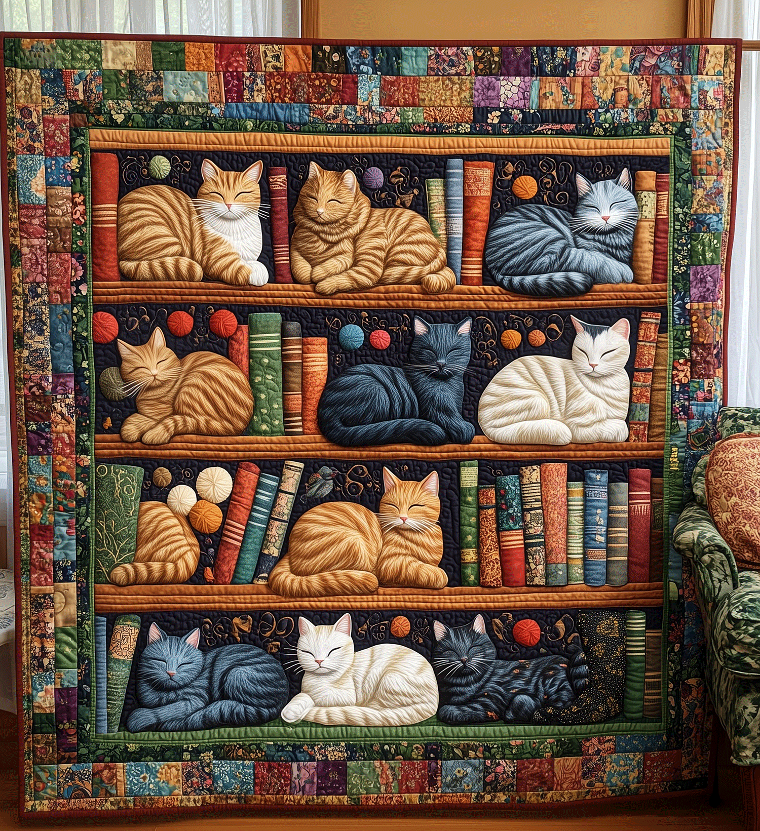 Whiskers and Words Quilted Blanket Gifts For Cat Owners