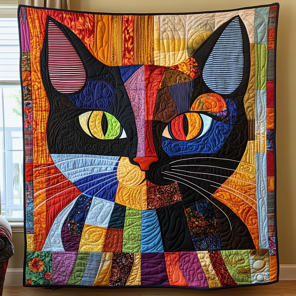 Whiskers in Wonderland Quilted Blanket Novelty Gifts For Cat Lovers