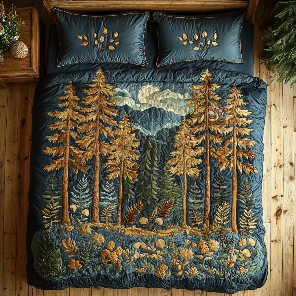 Whisper Pines Quilted Bedding Set Bedroom Decor Cute Fall Gifts For Girlfriend