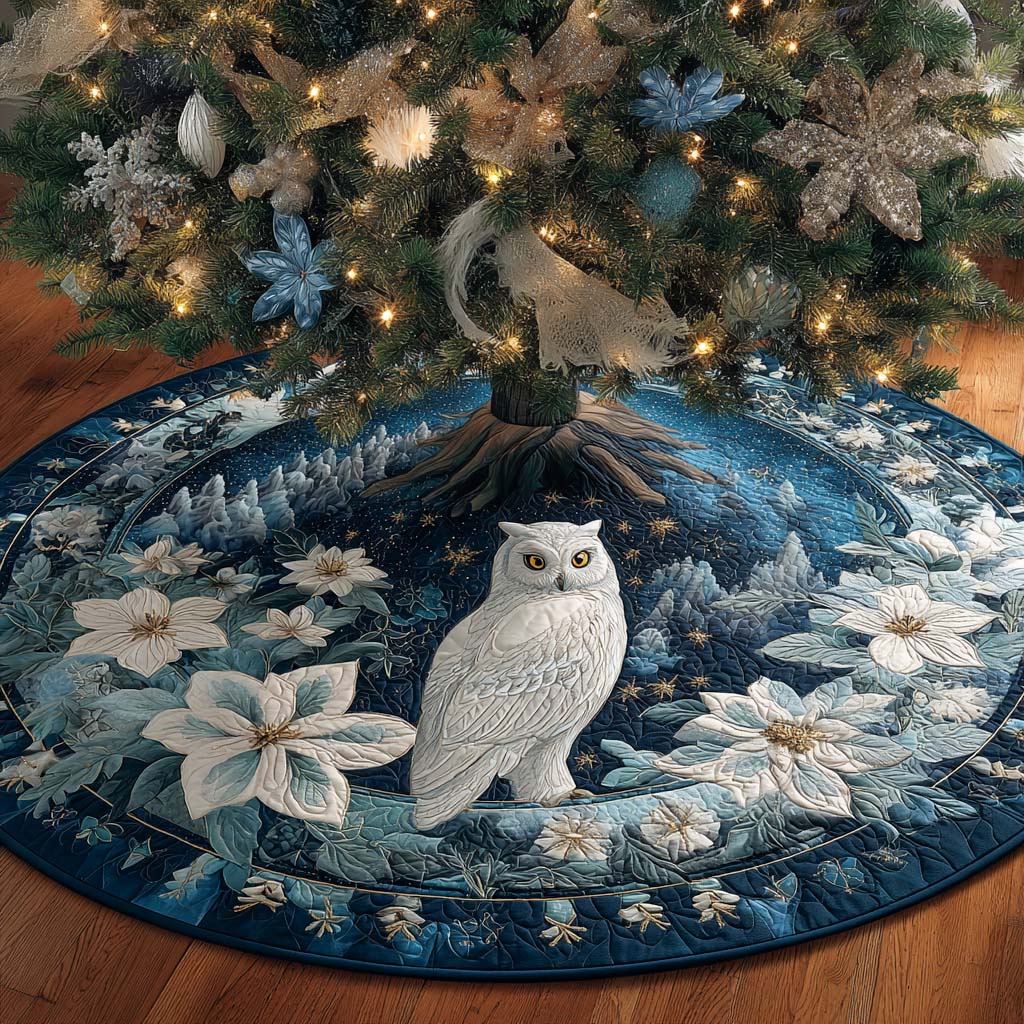 Whisper Watcher Quilted Tree Skirt Christmas Tree Stand Cover Owl Themed Christmas Gifts