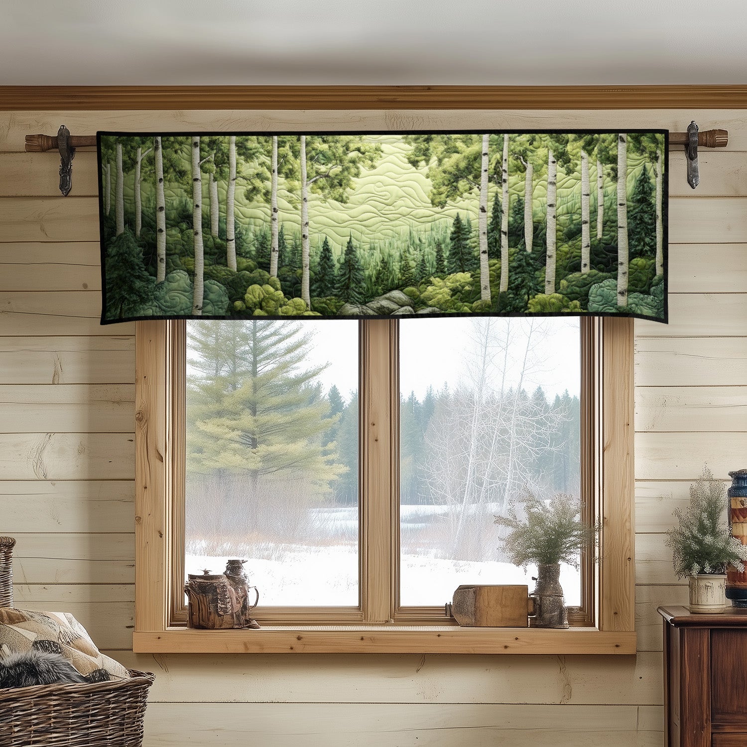 Whispering Birchwood Quilted Valance House Decor Items Gifts For Forestry Workers