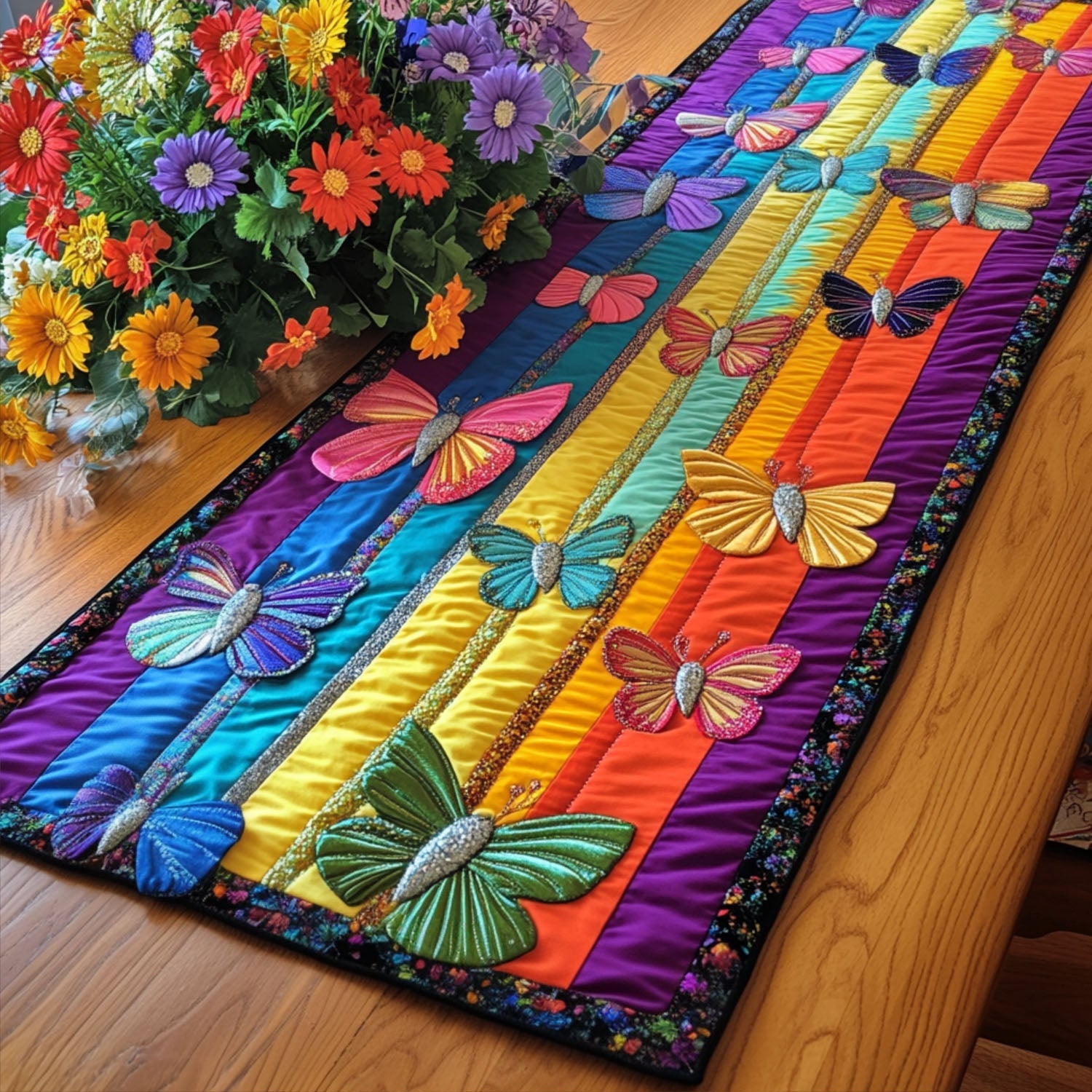 Whispering Butterflies Quilted Table Runner Dining Table Ideas Birthday Gifts With Butterflies