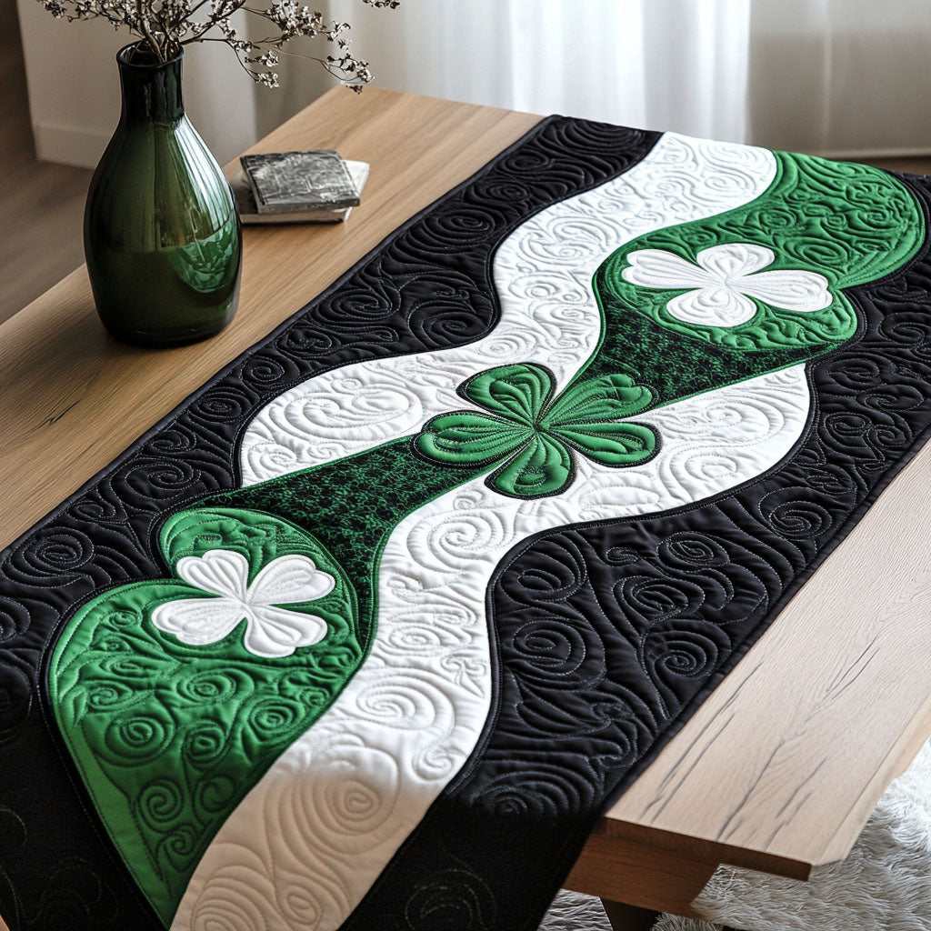 Whispering Clover Quilted Table Runner Holiday Table Runner Dad Birthday Gifts
