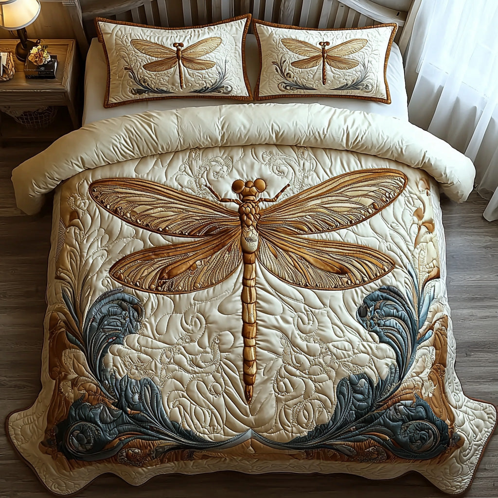 Whispering Dragonfly Quilted Bedding Set Duvet Cover Bed Sheet Set Dragonfly Gifts For Lady