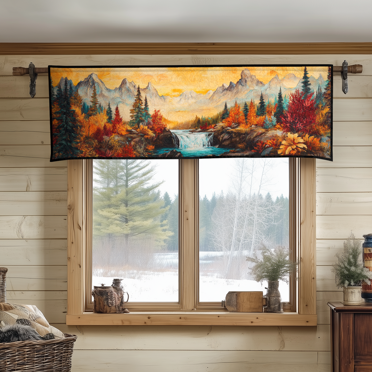 Whispering Falls Quilted Valance Vintage Quilted Window Valance Father Daughter Gifts