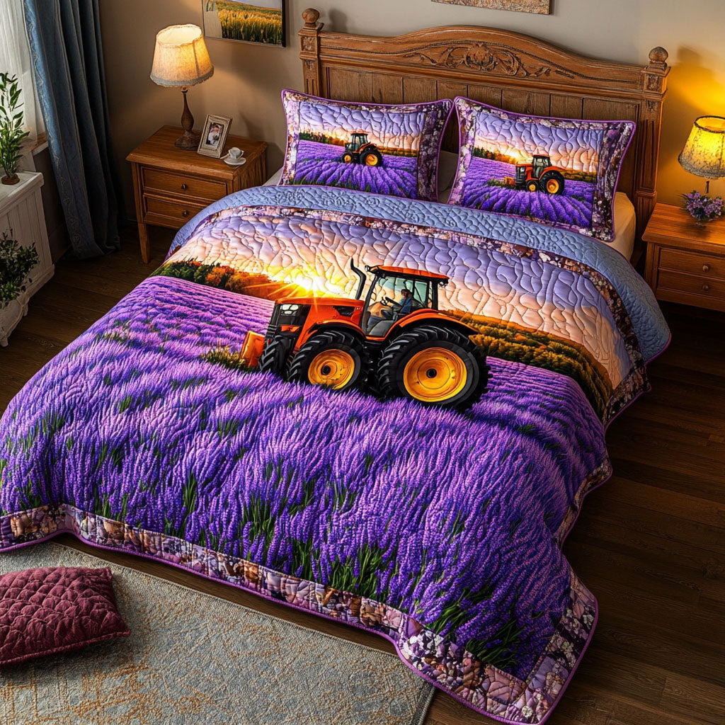 Whispering Fields Quilted Bedding Set Holiday Duvet Cover Set Flower Lavender Presents