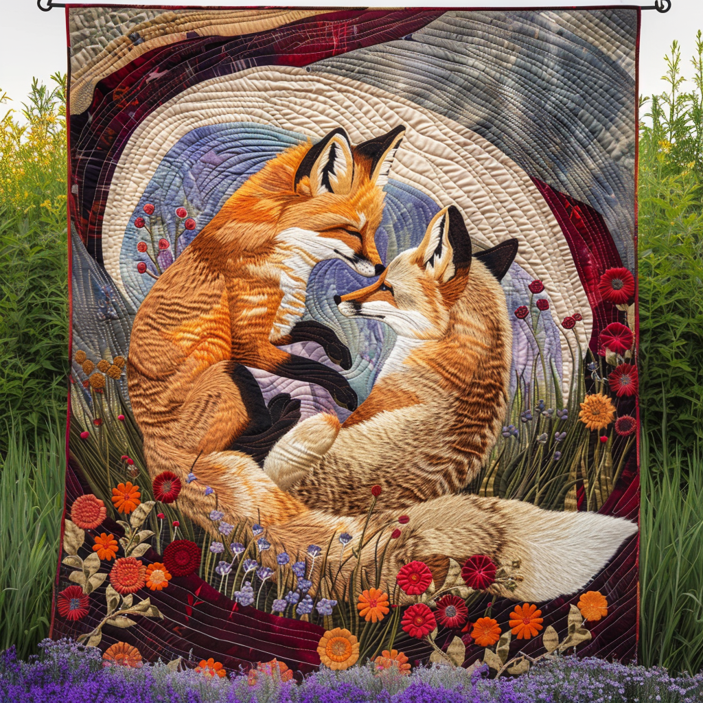 Whispering Fox Quilted Blanket Cute Throw Blanket Fox Gifts For Him Her