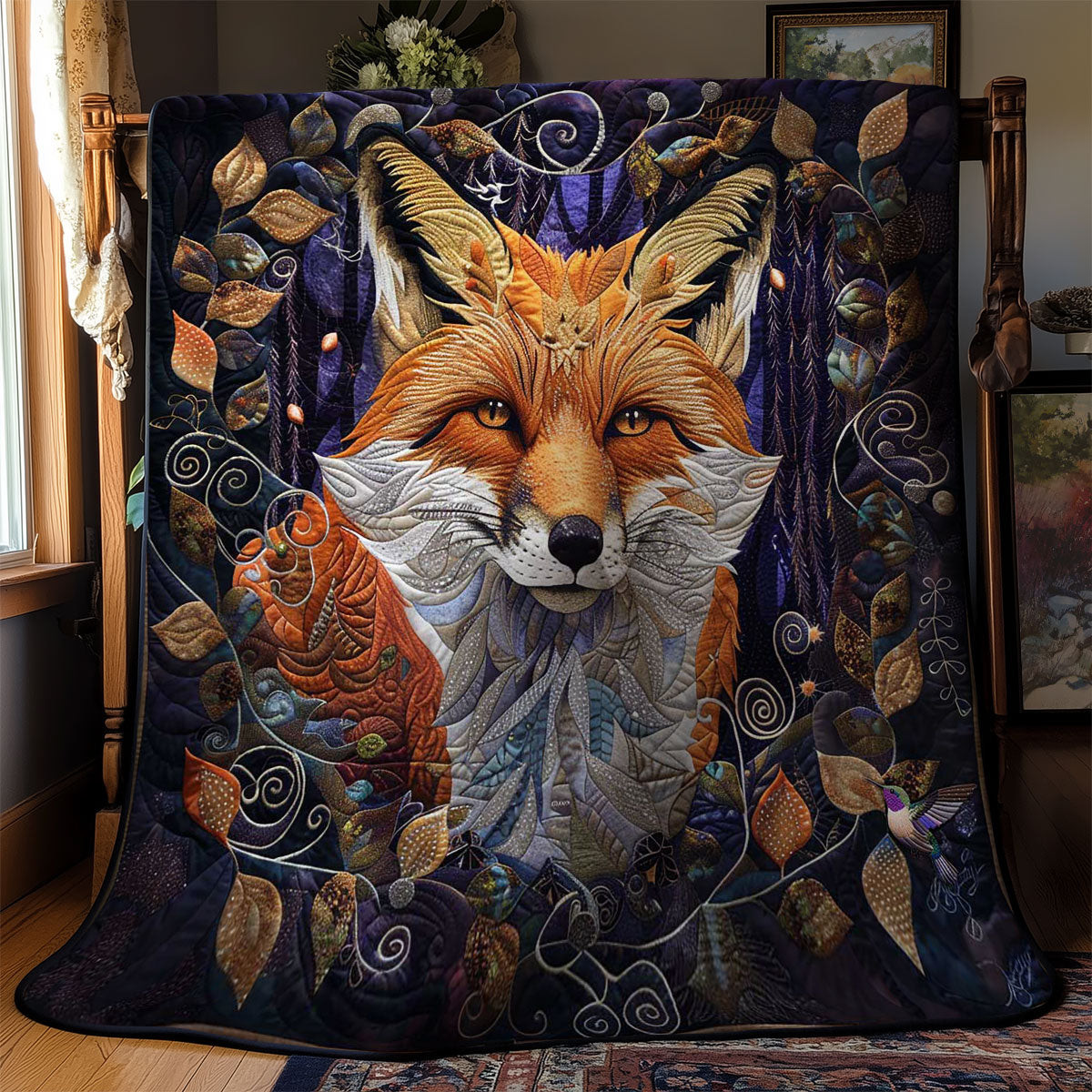 Whispering Fox Xmas Quilted Blanket Blanket Coolf Gifts For Married Couples