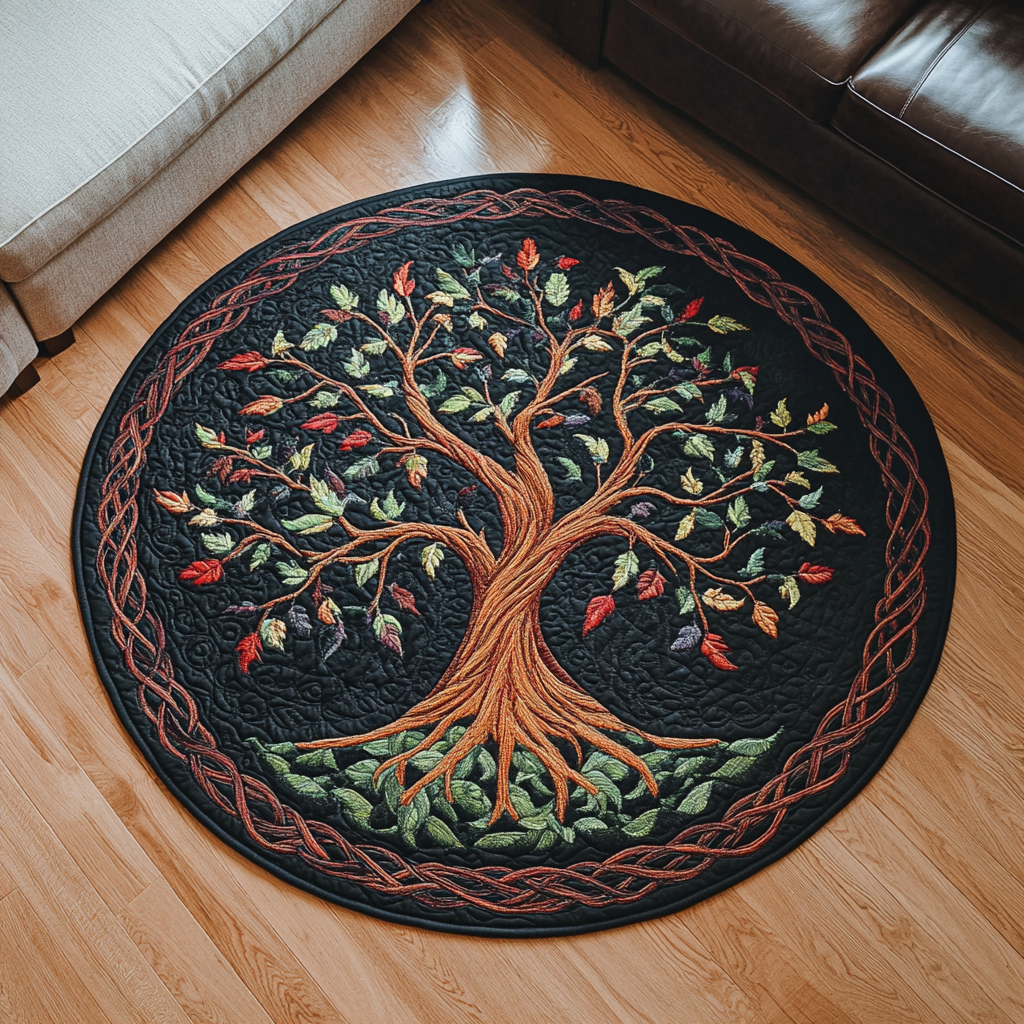 Whispering Leaves Quilted Round Mat Front Entryway Ideas Christmas Ideas For 16 Year Olds