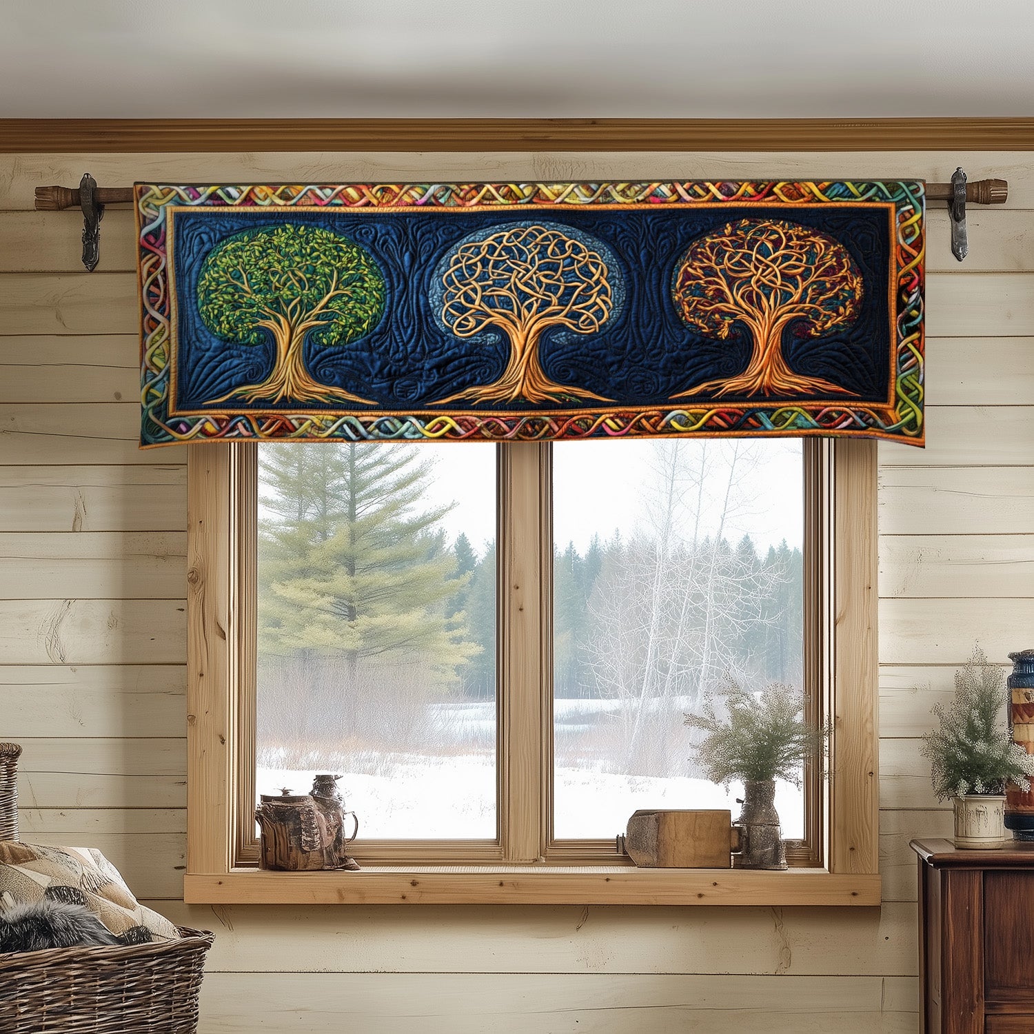 Whispering Leaves Quilted Valance Window Valances For Bedroom Xmas Gift For Whole Family