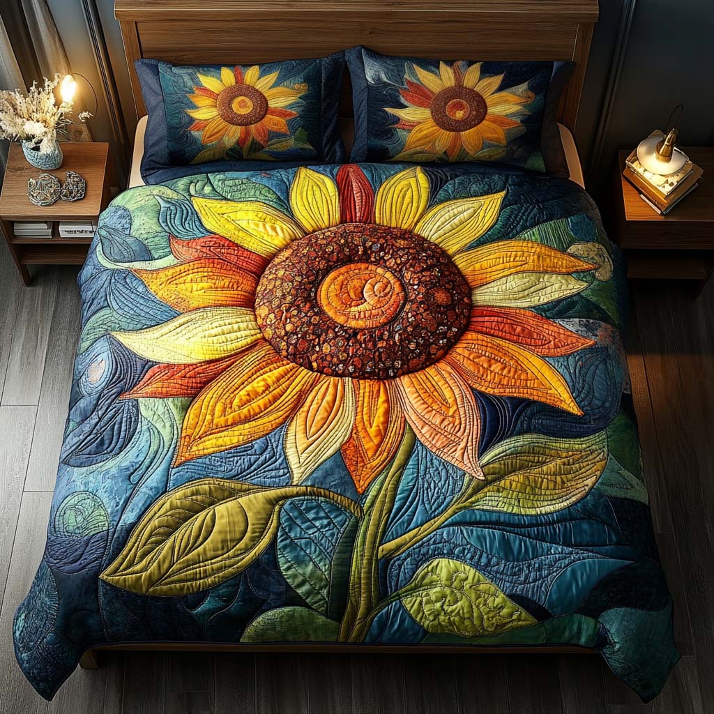 Whispering Meadows Quilted Bedding Set Full Size Comforter Nature Inspired Gift For Dad