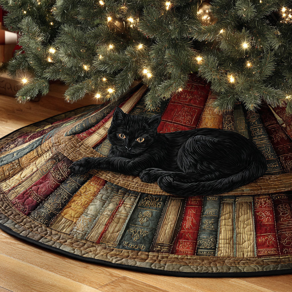 Whispering Pages Christmas Quilted Tree Skirt Festive Quilted Tree Skirt with Elegant Design