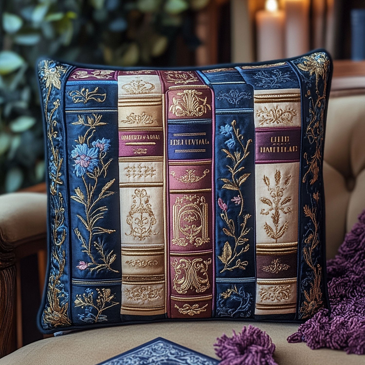 Whispering Pages Quilted Pillow Case Throw Pillow Case Covers Christmas Gifts For Book Lovers