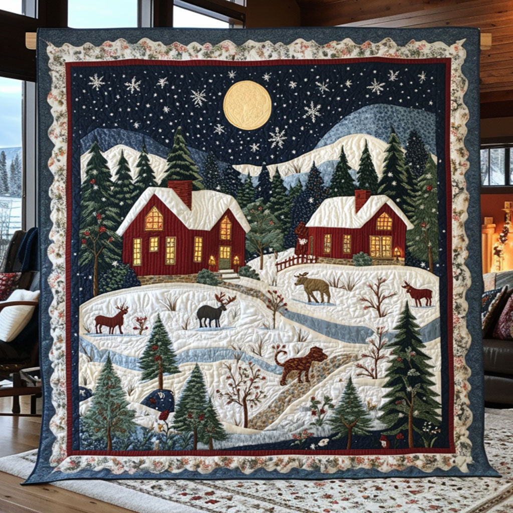 Whispering Pines Forest Cabin Quilt Blanket King Size Blanket Christmas Presents For The Whole Family