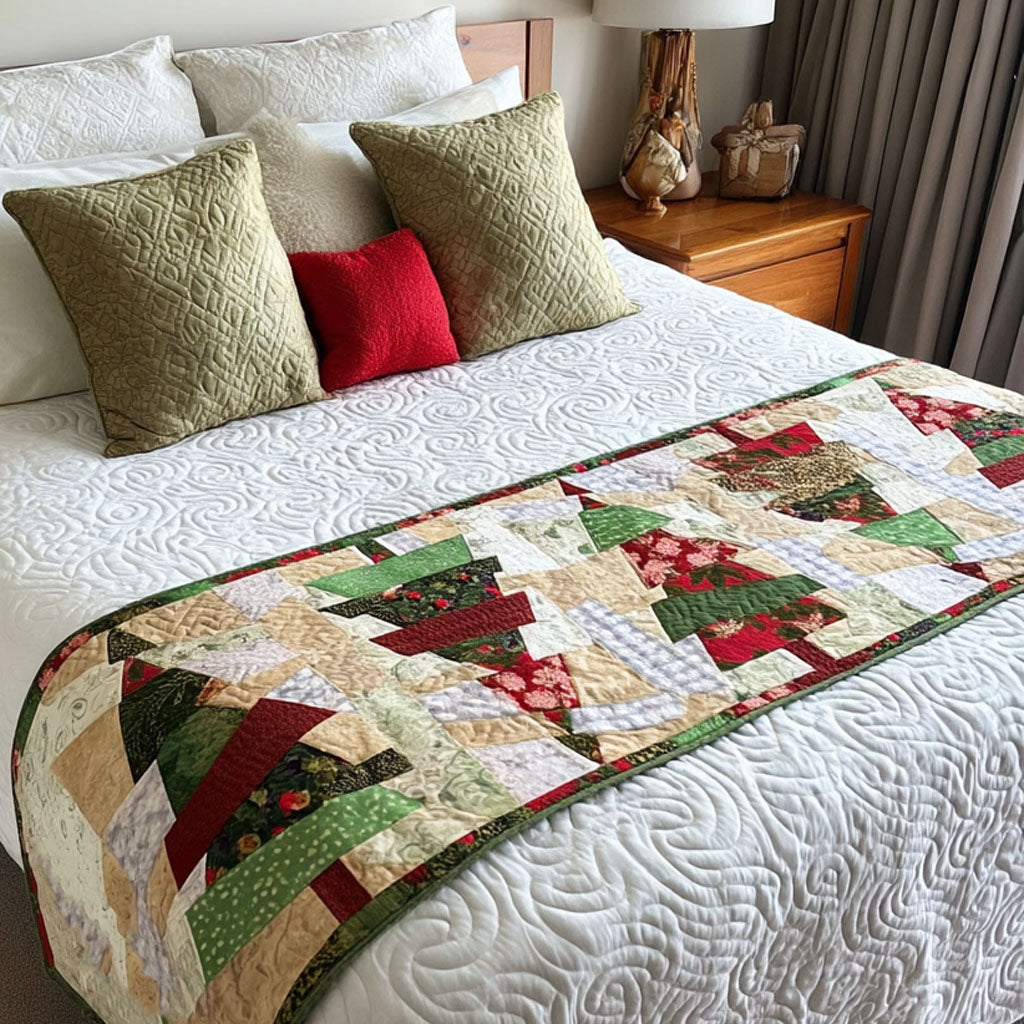 Whispering Pines Quilted Bed Runner Christmas Bed Scarf Christmas Ideas 2025