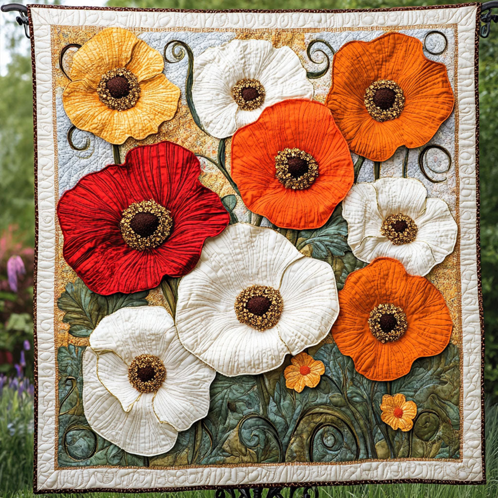 Whispering Poppies Quilted Blanket Cute Throw Blanket Gifts With Poppies On Them