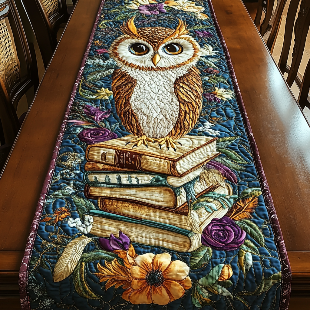 Whispering Quill Quilted Table Runner Dining Table Decor Christmas Gifts For Book Lovers