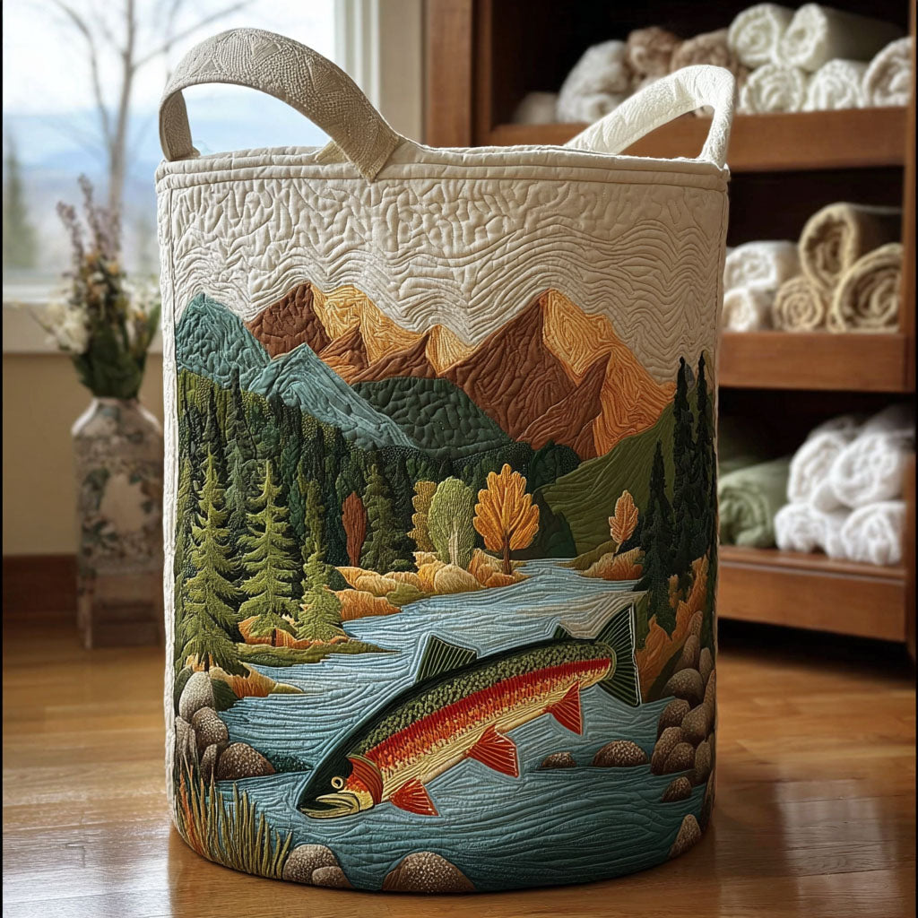 Whispering River Quilted Laundry Basket Useful Quilted Laundry Basket Gift for Housewarming