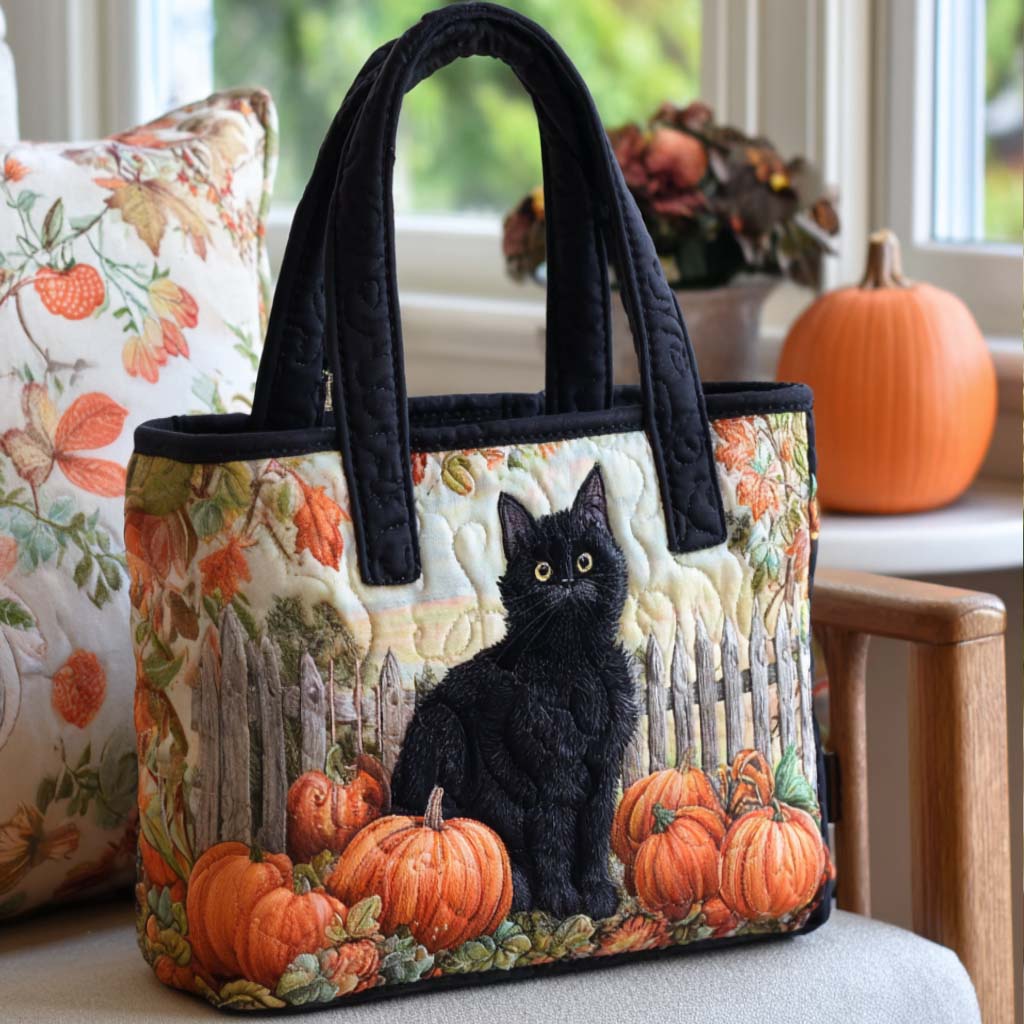 Whispering Shadows Quilted Tote Bag Funny Cat Gifts