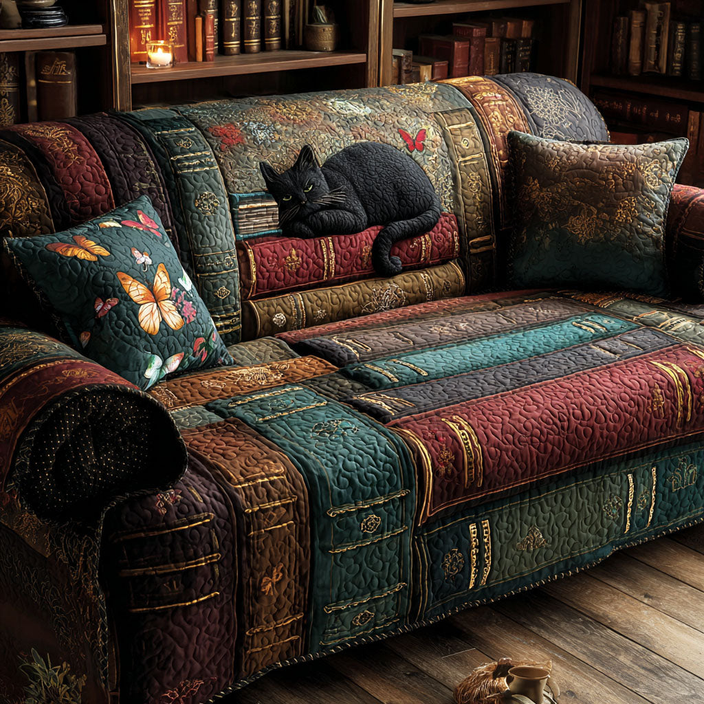 Whispering Tales Quilted Sofa Cover Home Decorattions Christmas Gifts For Book Lovers