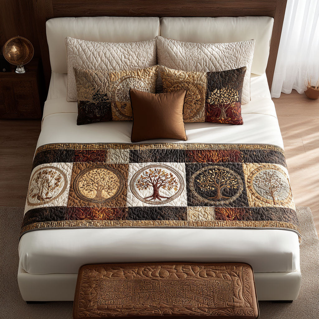 Whispering Trees Quilted Bed Runner Bedroom Decor Tree Of Life Gifts For Men