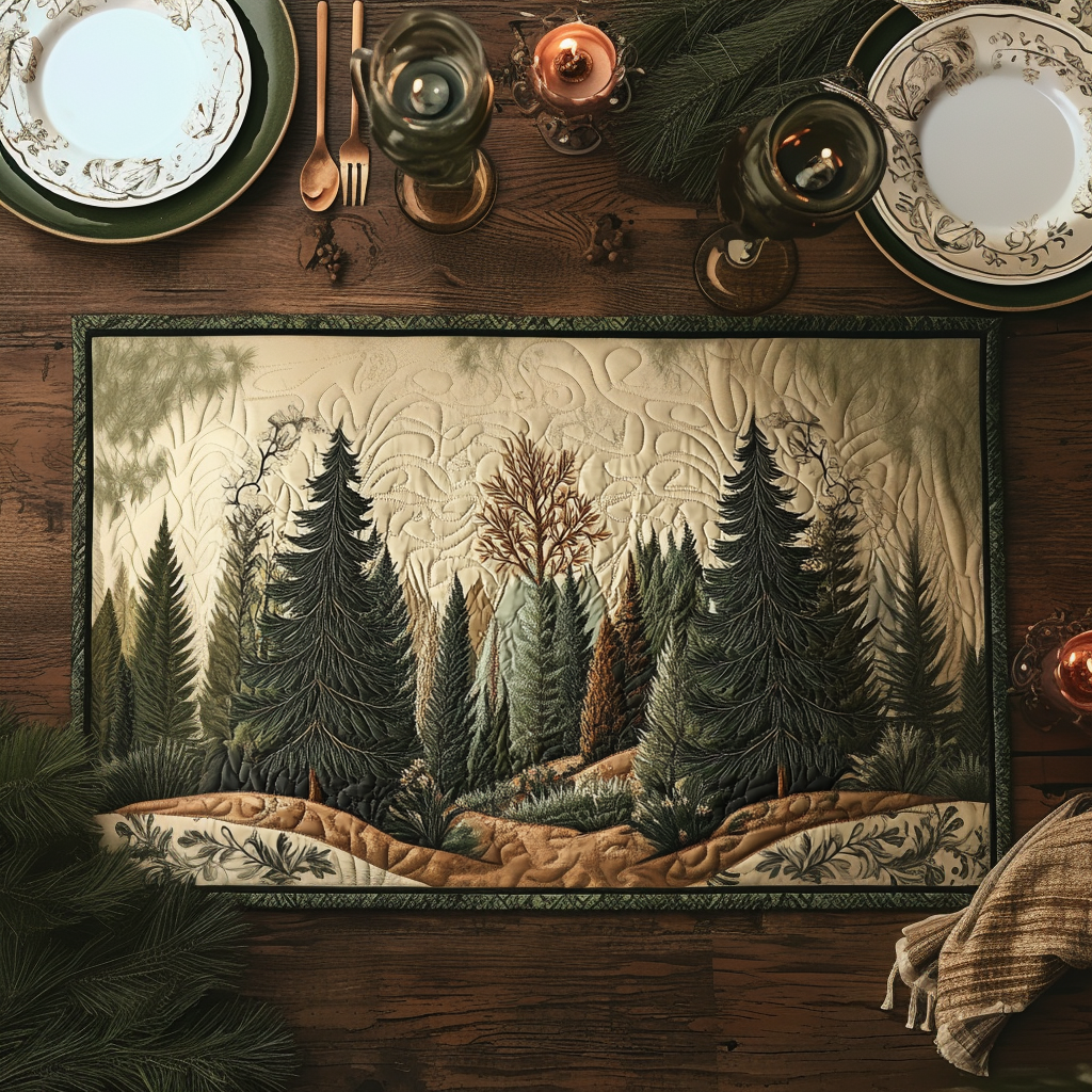 Whispering Trees Quilted Place Mat Christmas Home Dec Forest Gift Shop