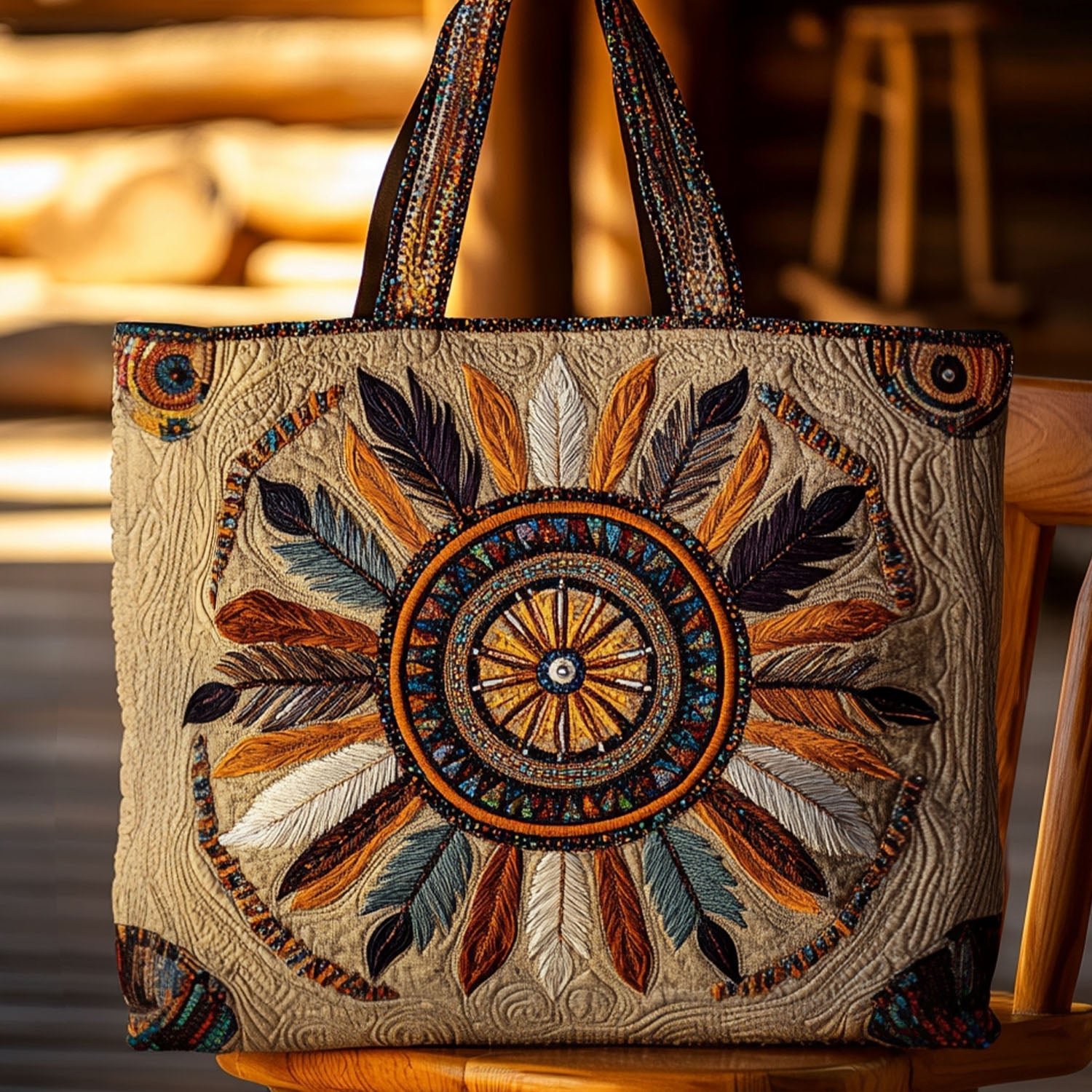 Whispering Wind Quilted Tote Bag Native American Themed Gifts
