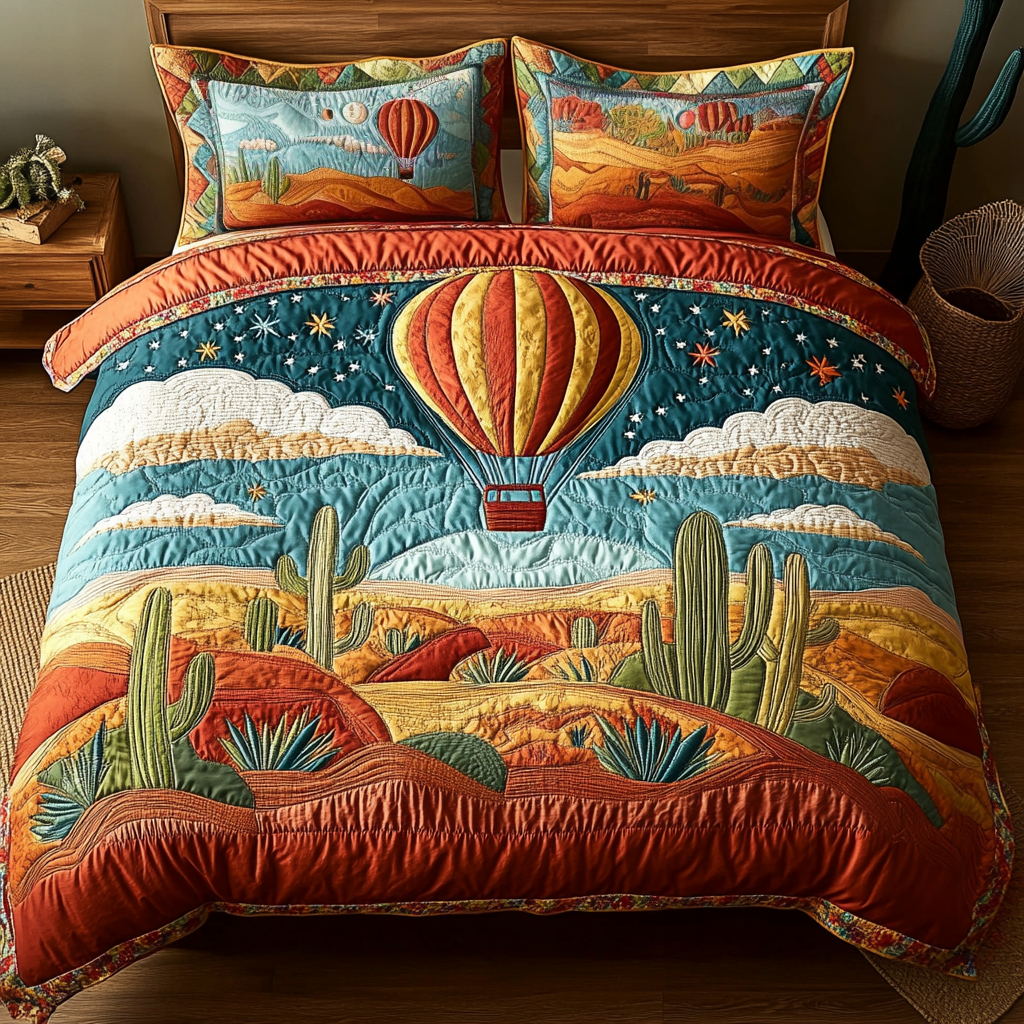 Whispering Winds Quilted Bedding Set Aesthetic Room Decor Best Cactus Gifts Plant