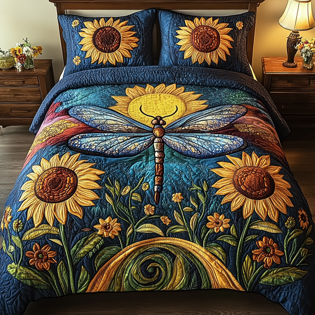 Whispering Winds Quilted Bedding Set Bed Decor Ideas Dragonfly Themed Gift Items