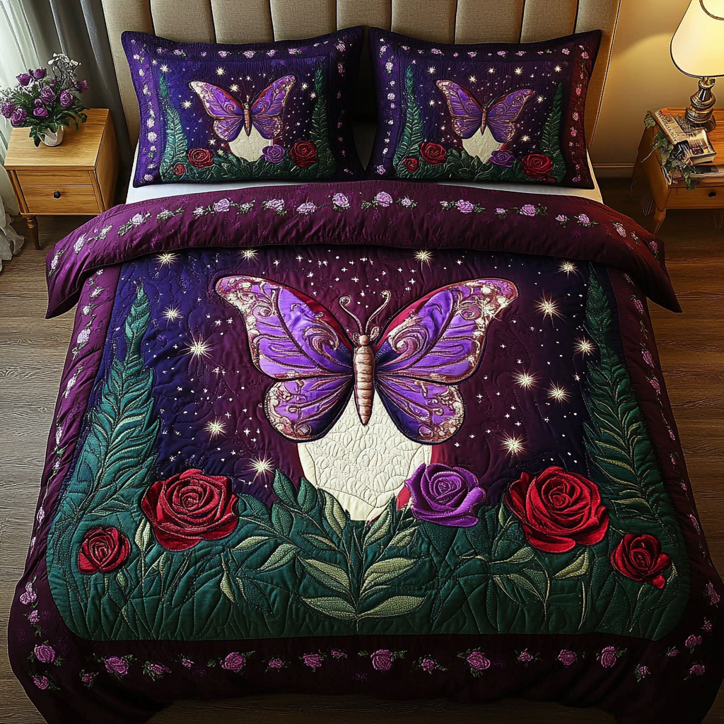 Whispering Wings Quilted Bedding Set Bed Decor Ideas Gifts For Butterfly Lovers
