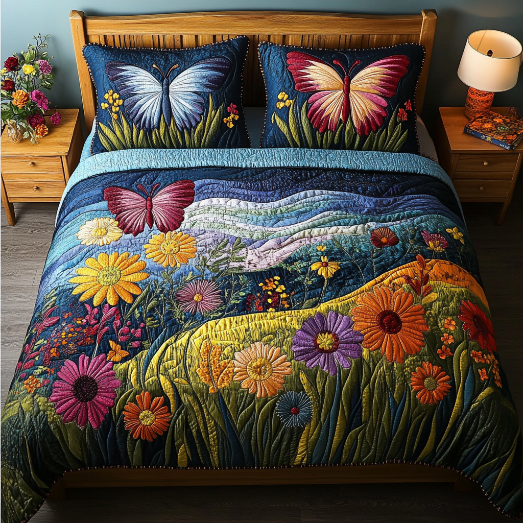 Whispering Wings Quilted Bedding Set Bed Decorations Novelty Butterfly Gifts
