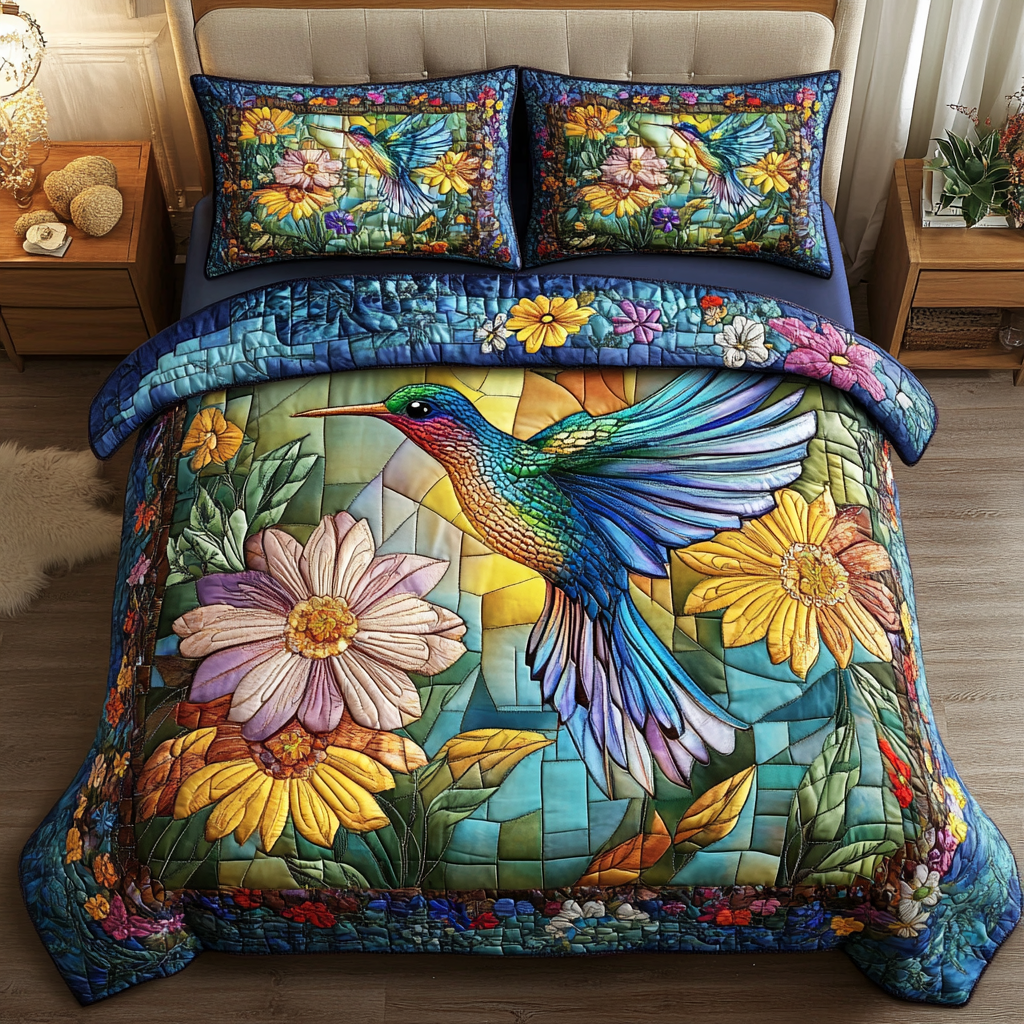Whispering Wings Quilted Bedding Set Best Bedspread Set Hummingbird Gift Ideas